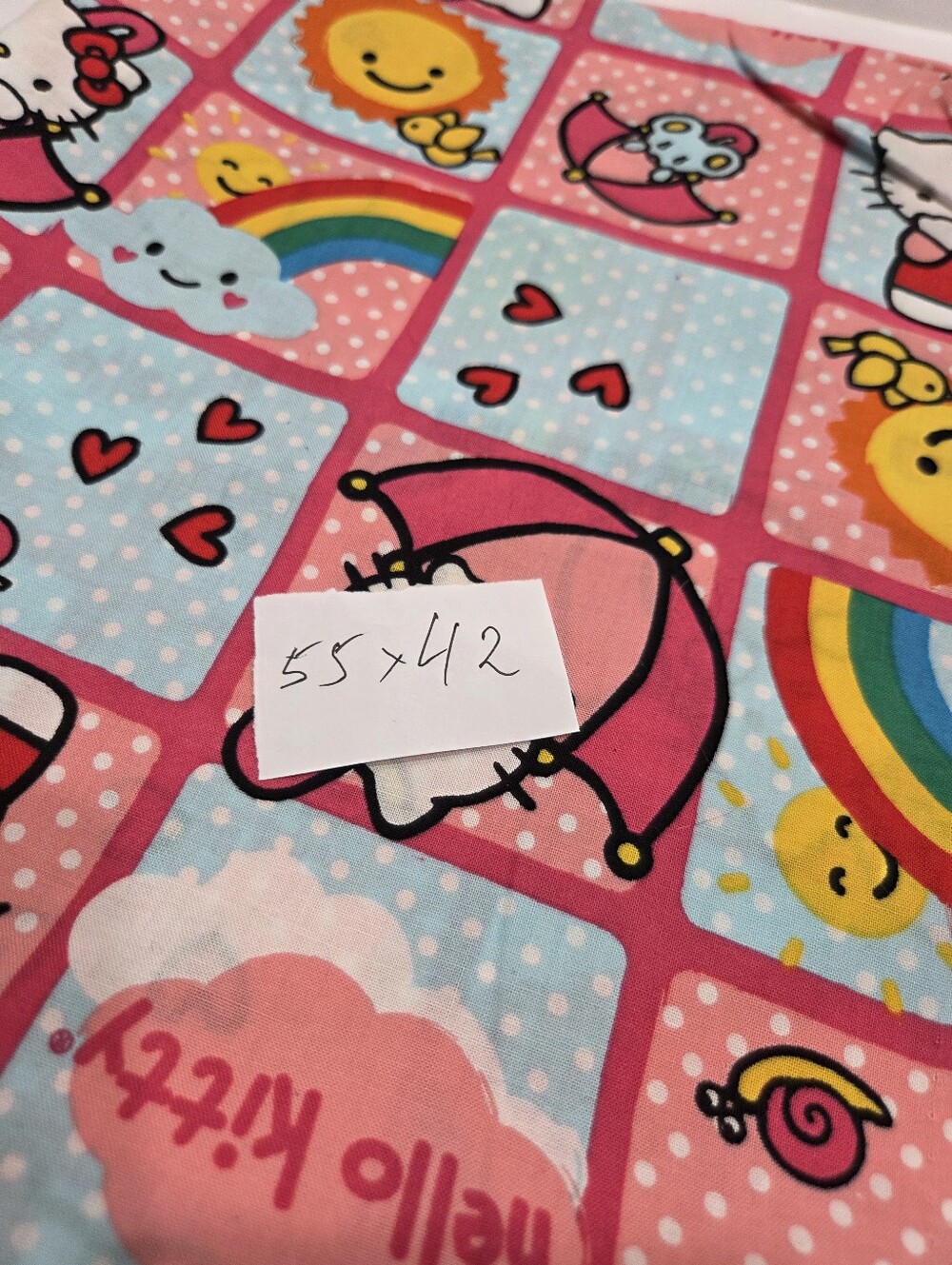 Hello Kitty Pink Rainbow & Sun Kids Fabric - Picture 5 of 6
